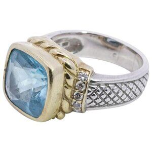 Judith Ripka 18k Gold, Sterling and Topaz Ring